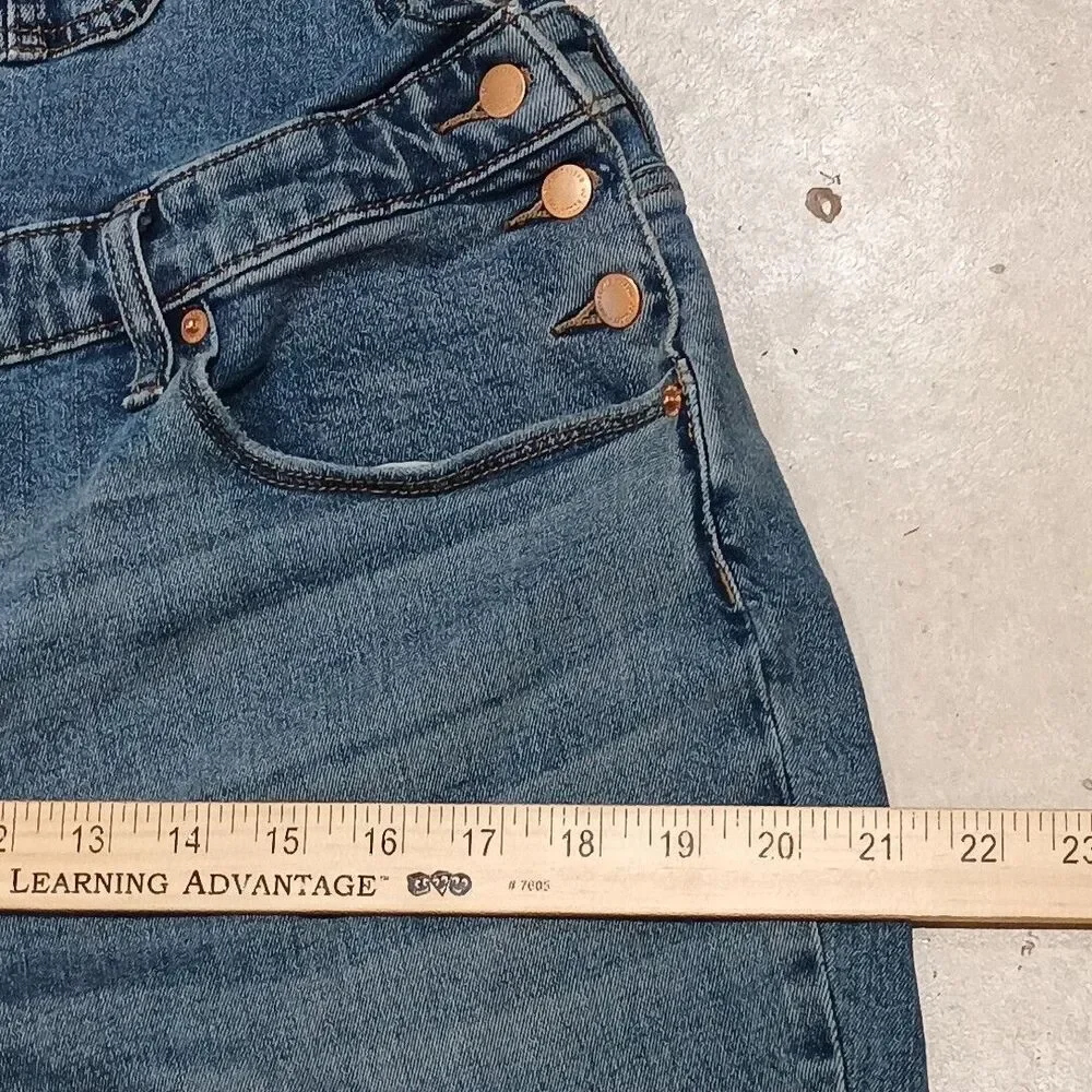 UNIVERSAL THREAD Denim Bib Overalls Full Length Raw Hem Mid Rise SIZE 14/26R